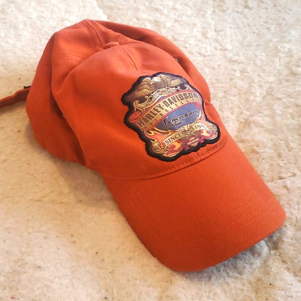 Vintage Harley Davidson patch orange baseball hat